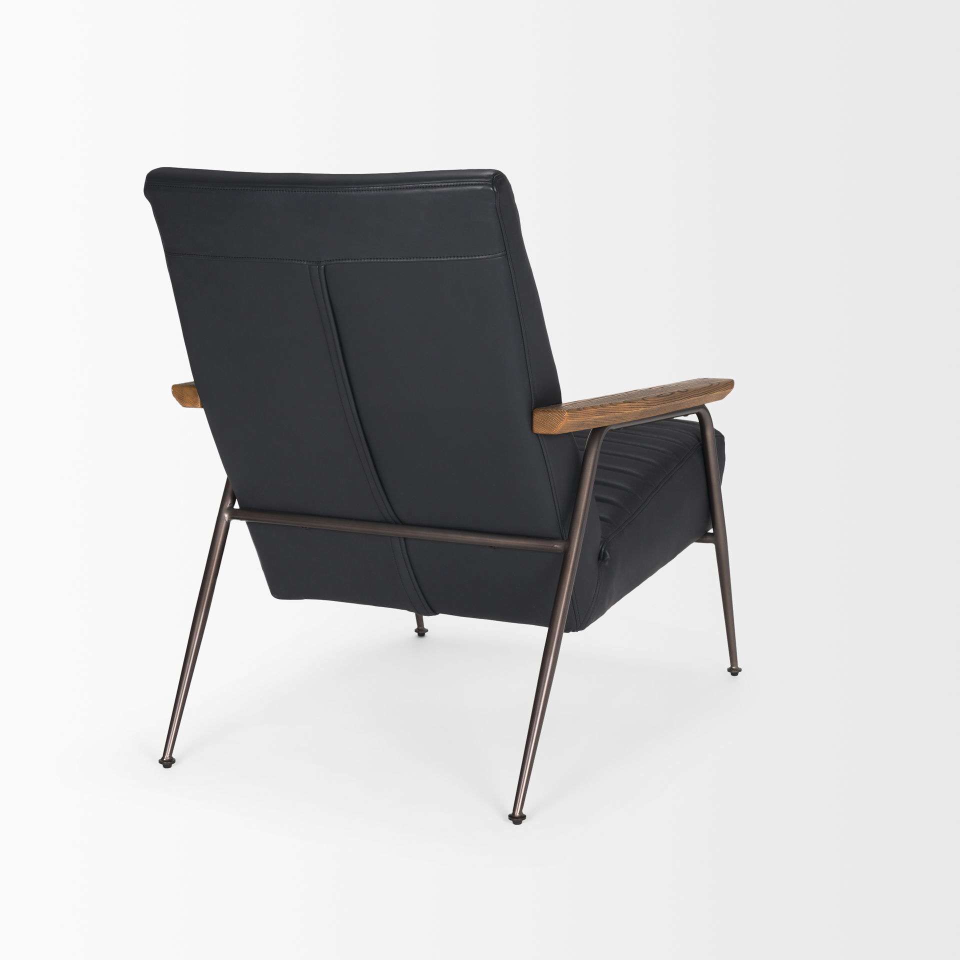 Grosjean Black Leather with Black Metal Frame Accent Chair large image 