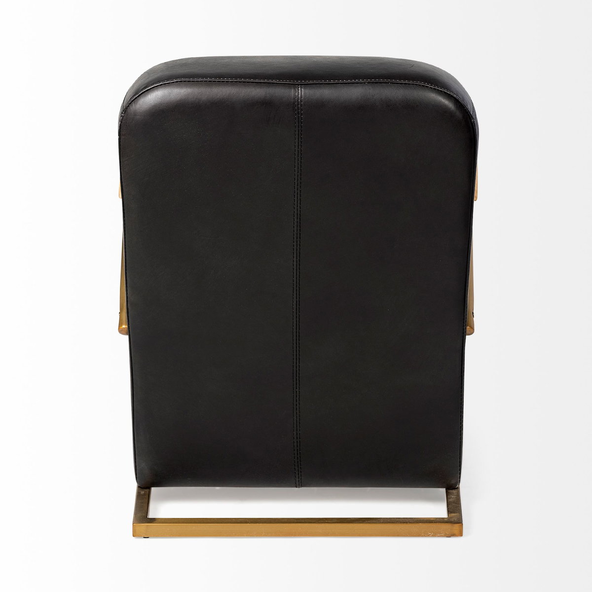 Horace I Black Leather Diamond Pattern with Gold Iron Frame Accent Chair, by Mercana, 26" length x 35.5" width x 31.25" height View 8