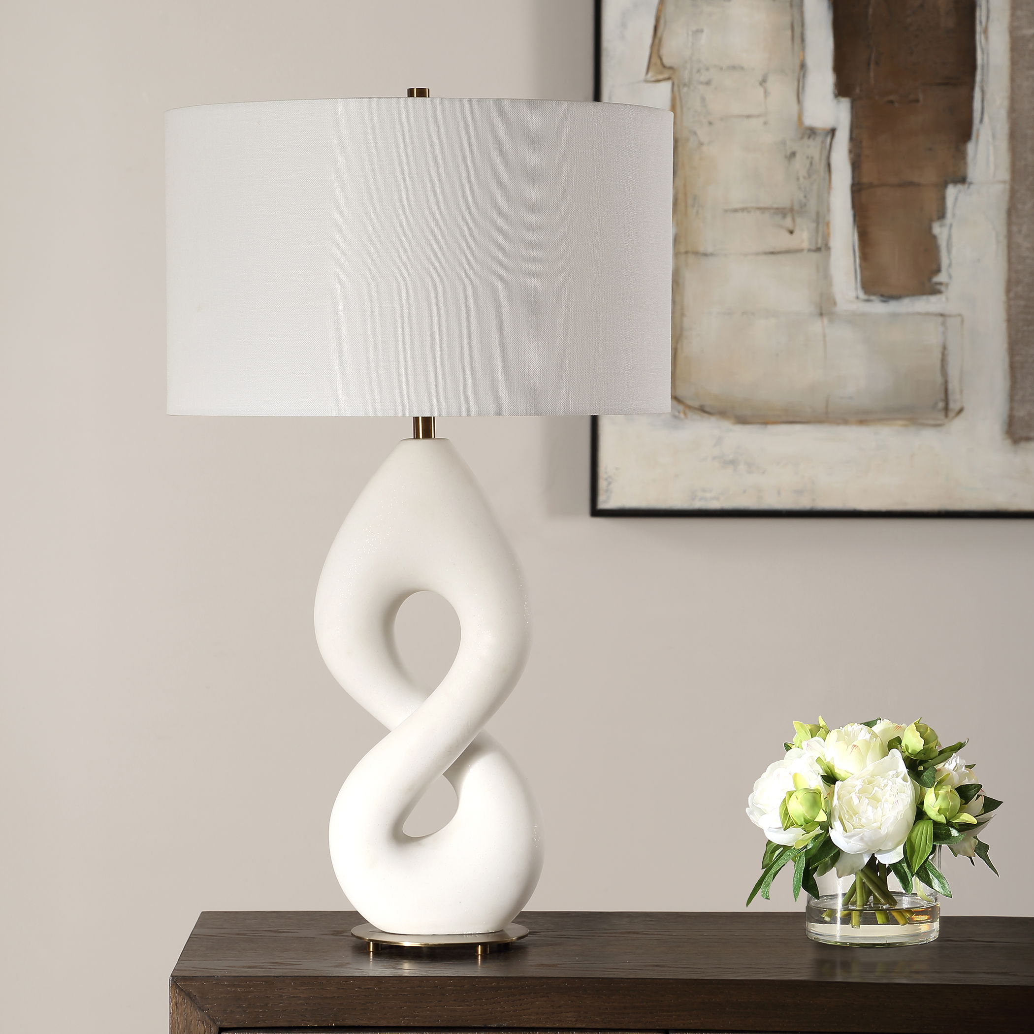 Meridian Ivory Stone Table Lamp large image 