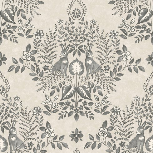 Cottontail Toile Linen & Charcoal Peel & Stick Wallpaper