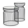 Shani Set of 2 Round, Black Metal with Glass, Accent Tables, Side & End Table by Mercana, 19" length x 19" width x 20.25" height thumbnail 1