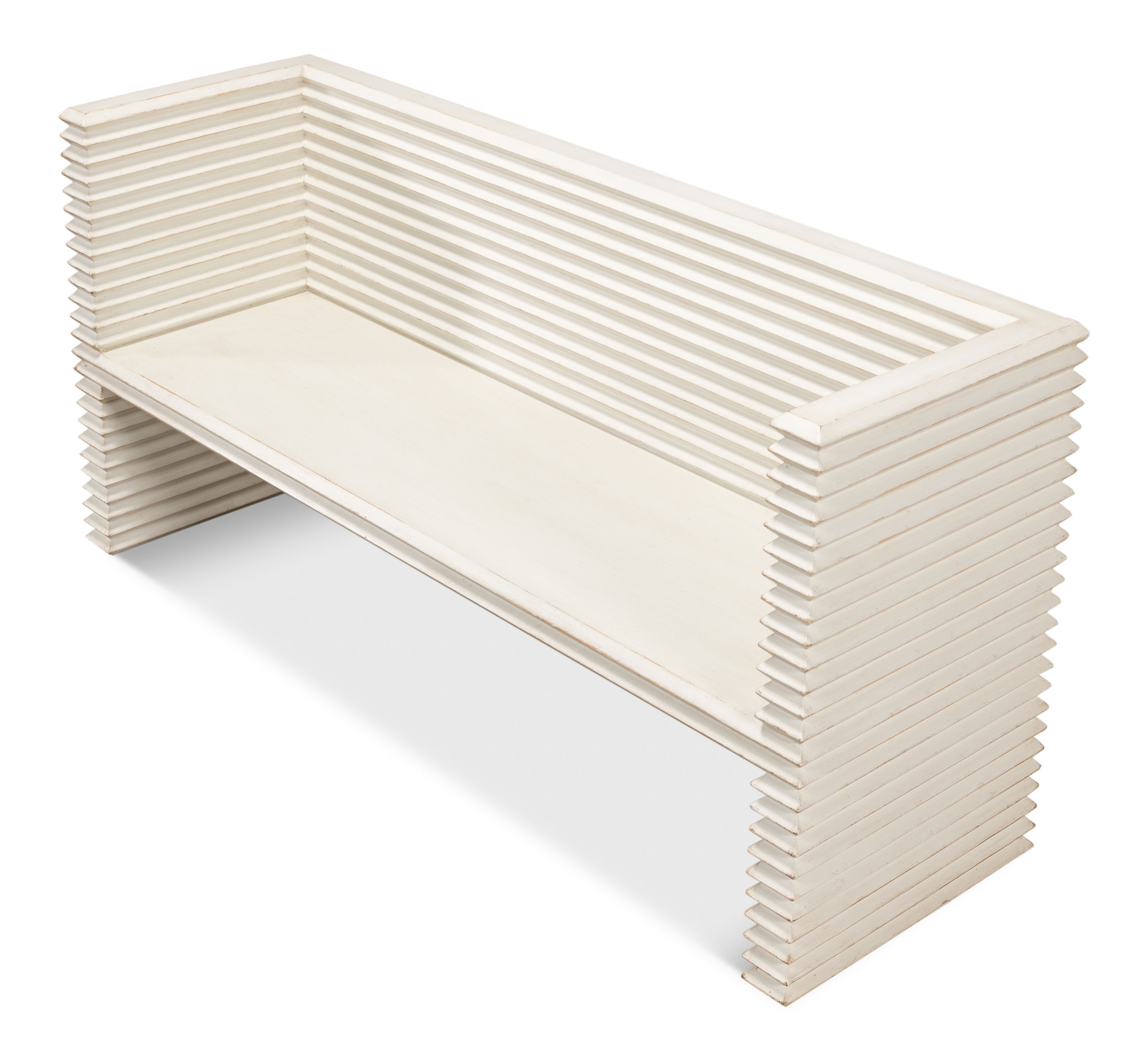 Stacked Bench, Antique White, Seating by Sarreid, 61" length x 19" width x 30" height View 14