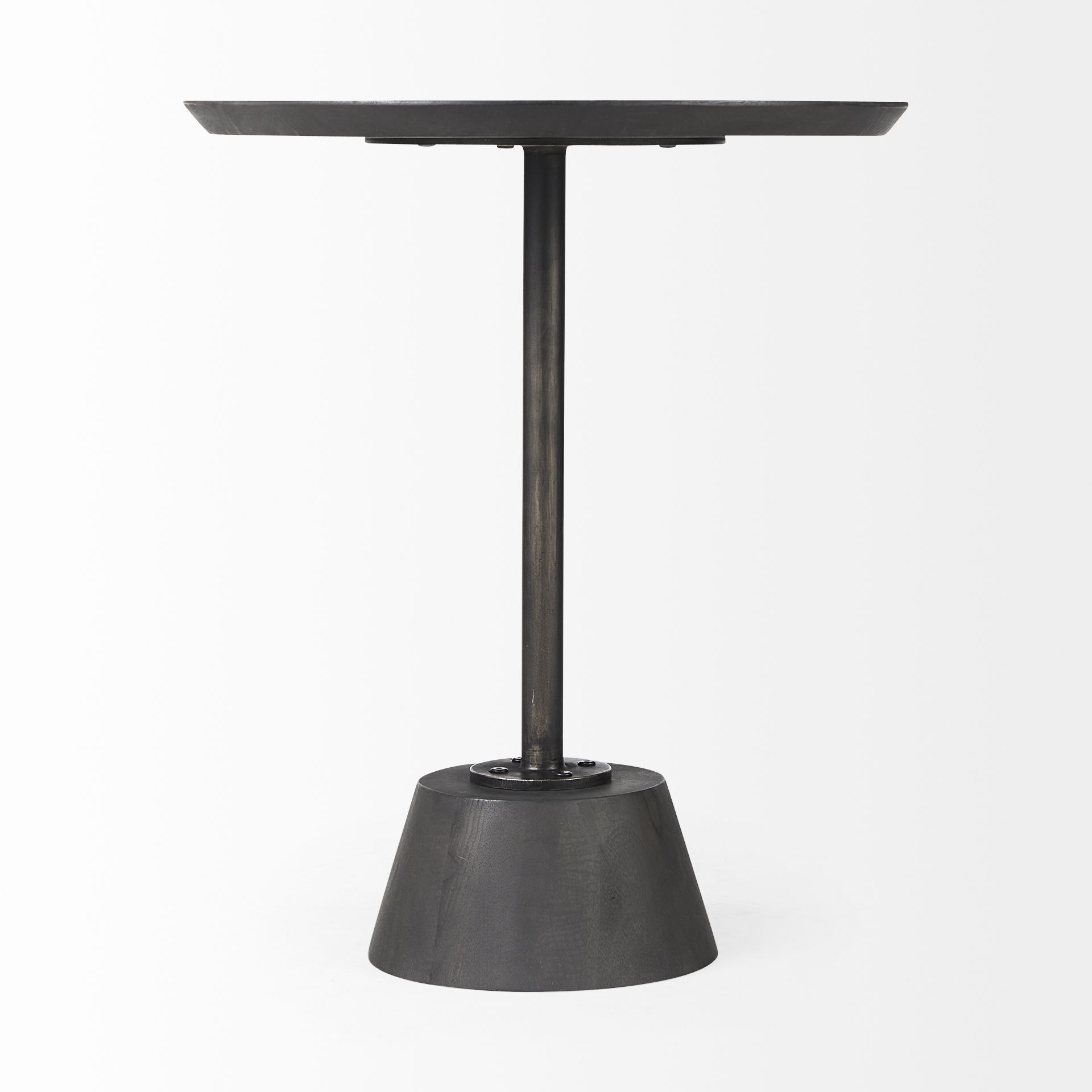 Maxwell 20' Round Dark Brown Wood with Black Metal Pedestal Side Table large image 