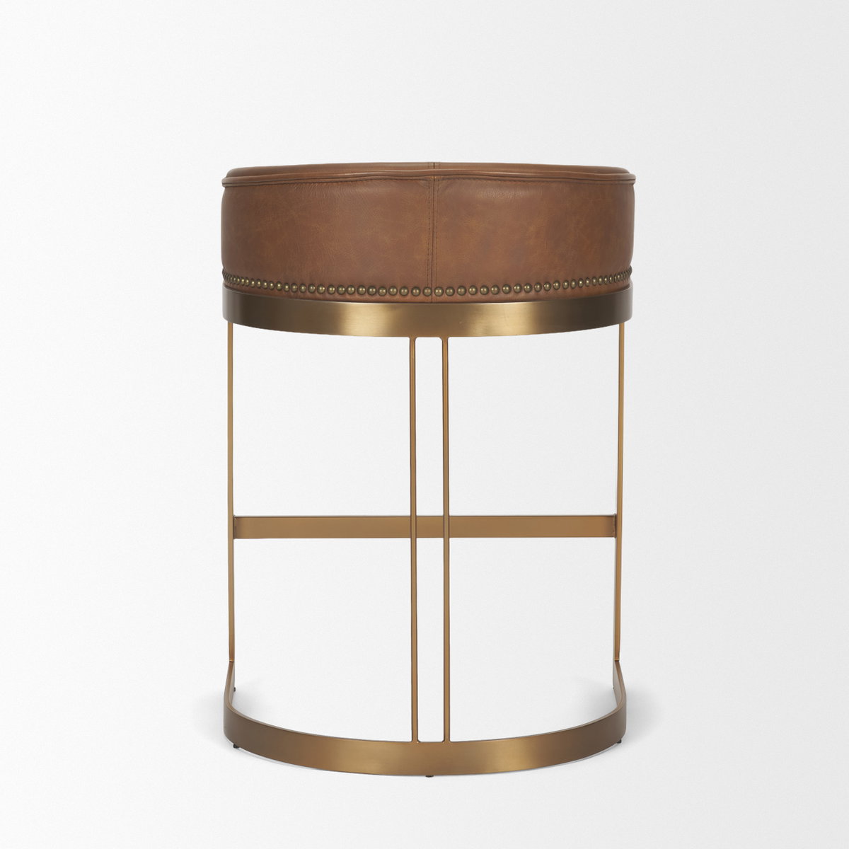 Hollyfield Backless 24.75in Seat Counter Stool | Cognac Brown Leather, Counter & Bar Stool by Mercana, 20.5" length x 19.5" width x 28.7" height View 5