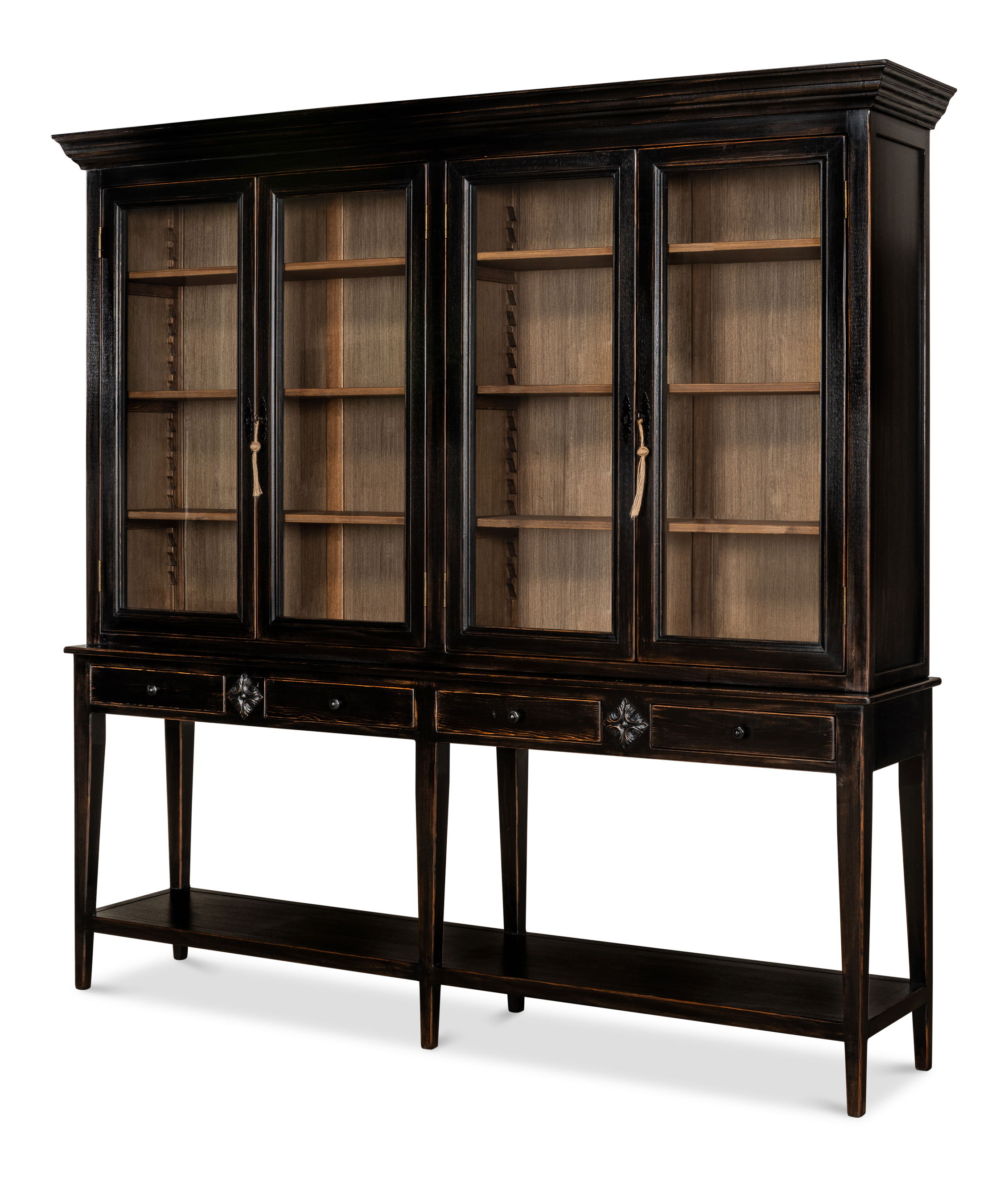 Beacon Hill Display Case, Ebony, Shelving & Bookcase by Sarreid, 88" length x 17" width x 85" height View 1