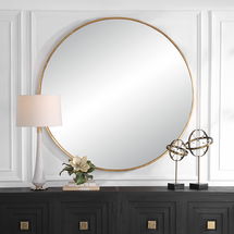 Online Designer Bathroom Junius Large Gold Round Mirror