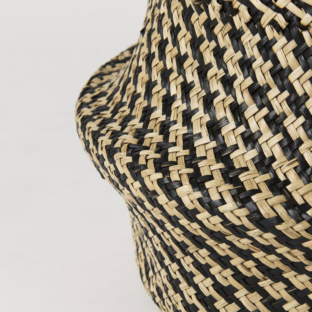 Gaia (Set of 3) Light and Dark Brown Cross Patterend Belly Seagrass Basket, Bins & Basket by Mercana, 17.72" length x 17.72" width x 20.47" height View 8