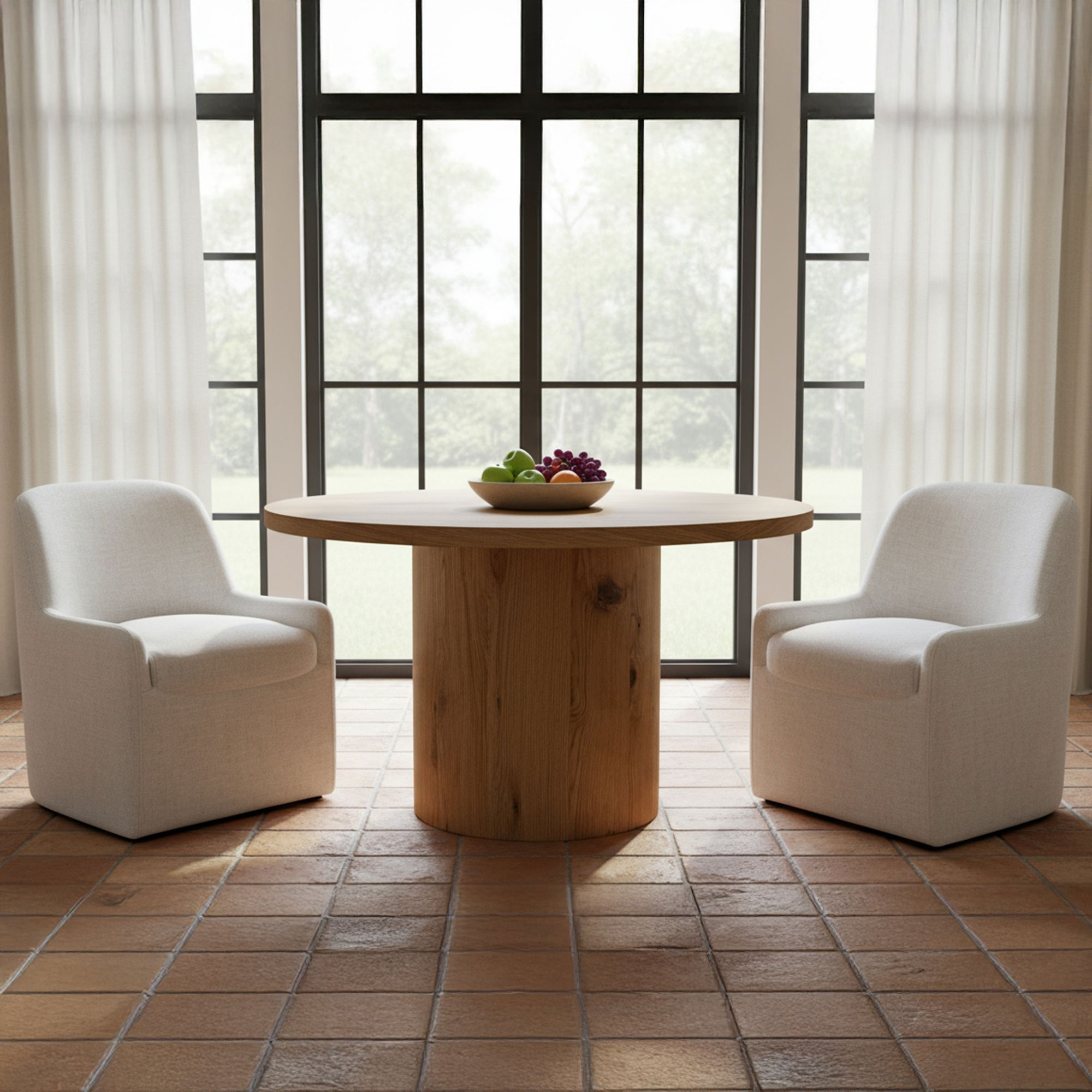 Maisie Rolling Dining Chair Flecked Oat, by Moe's Home, 26" width x 32.25" height x 26.5" depth View 7