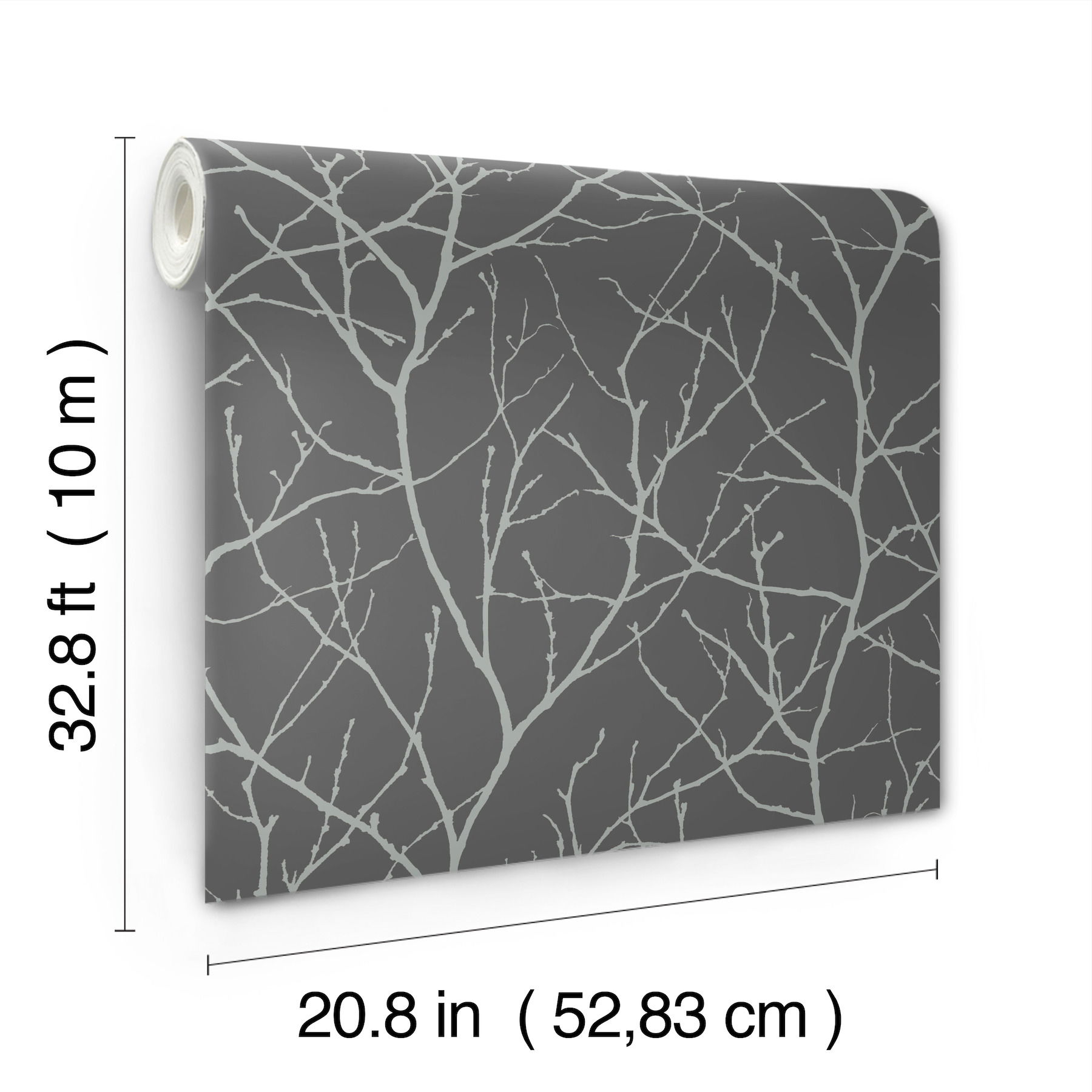 Trees Silhouette Charcoal & Silver Wallpaper large image 