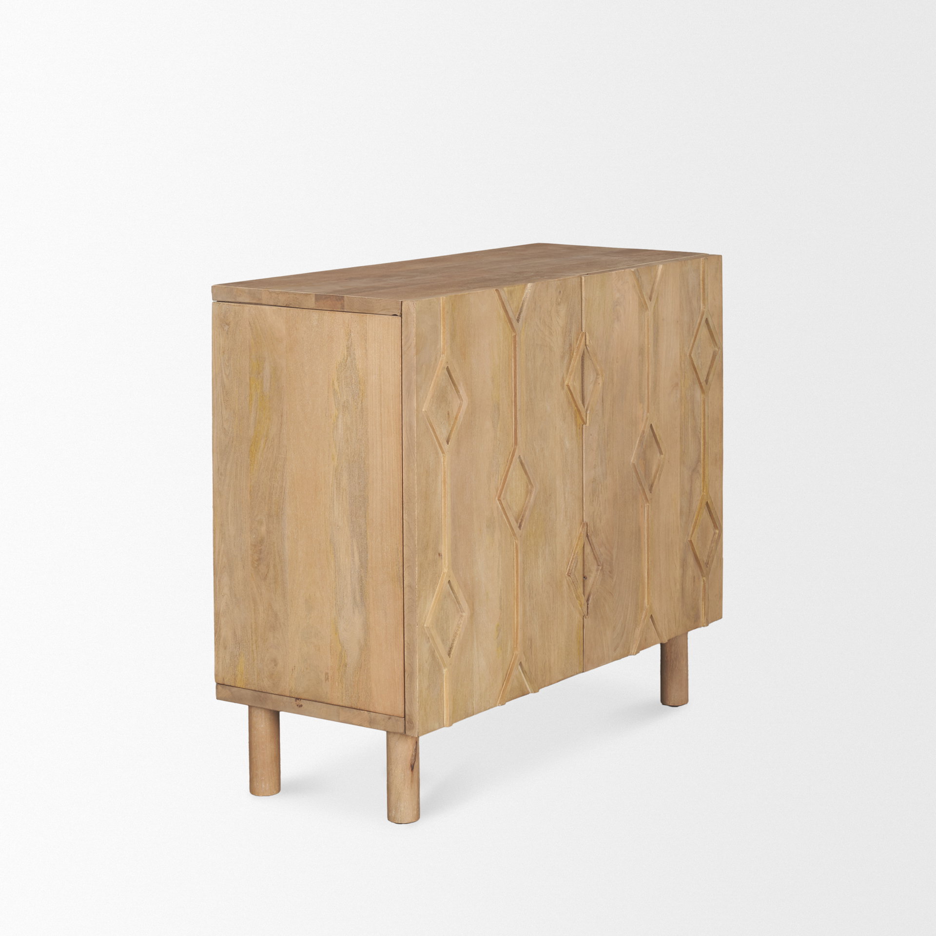 Heera Light Brown Diamond Motif with Shelf Accent Cabinet, Cabinets & Chest by Mercana, 36" length x 16.25" width x 32" height View 7