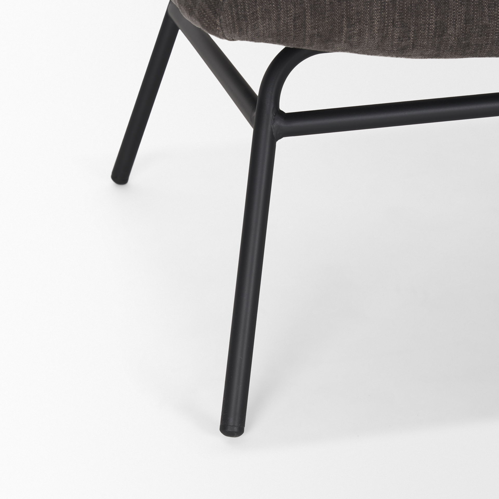 Nora Charcoal Fabric with Matte Black Metal Legs Accent Chair, by Mercana, 25" length x 30.25" width x 31" height View 13