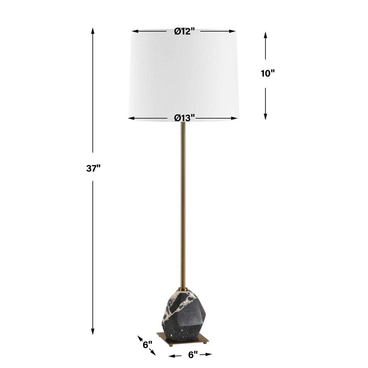 Rowland Panda Marble Buffet Lamp, Table Lamp by Uttermost, 13" width x 37" height x 13" depth View 3