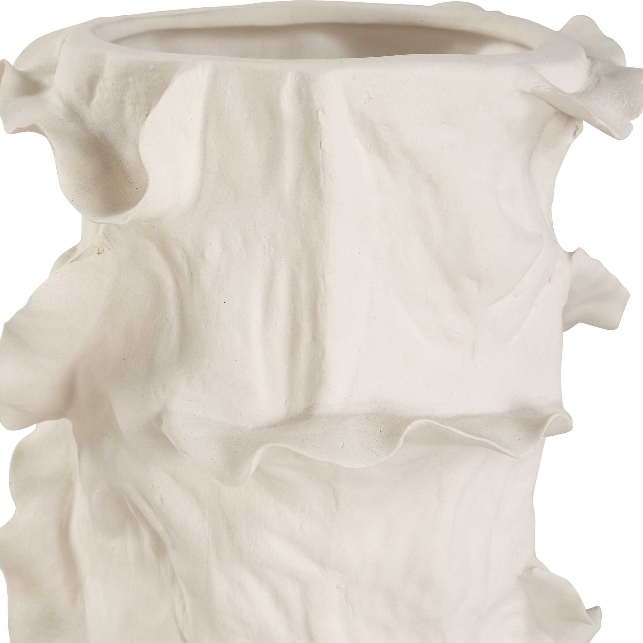 Ripple Crest White Vases Set/2, Decorative by Uttermost, 8" width x 14" height x 6" depth View 4