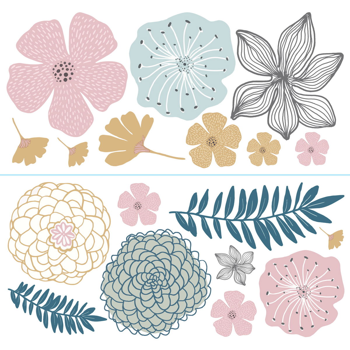 Perennial Blooms Giant Wall Decals, by York Wall, 1'6" length x 1'5.25" width x 2.59" depth