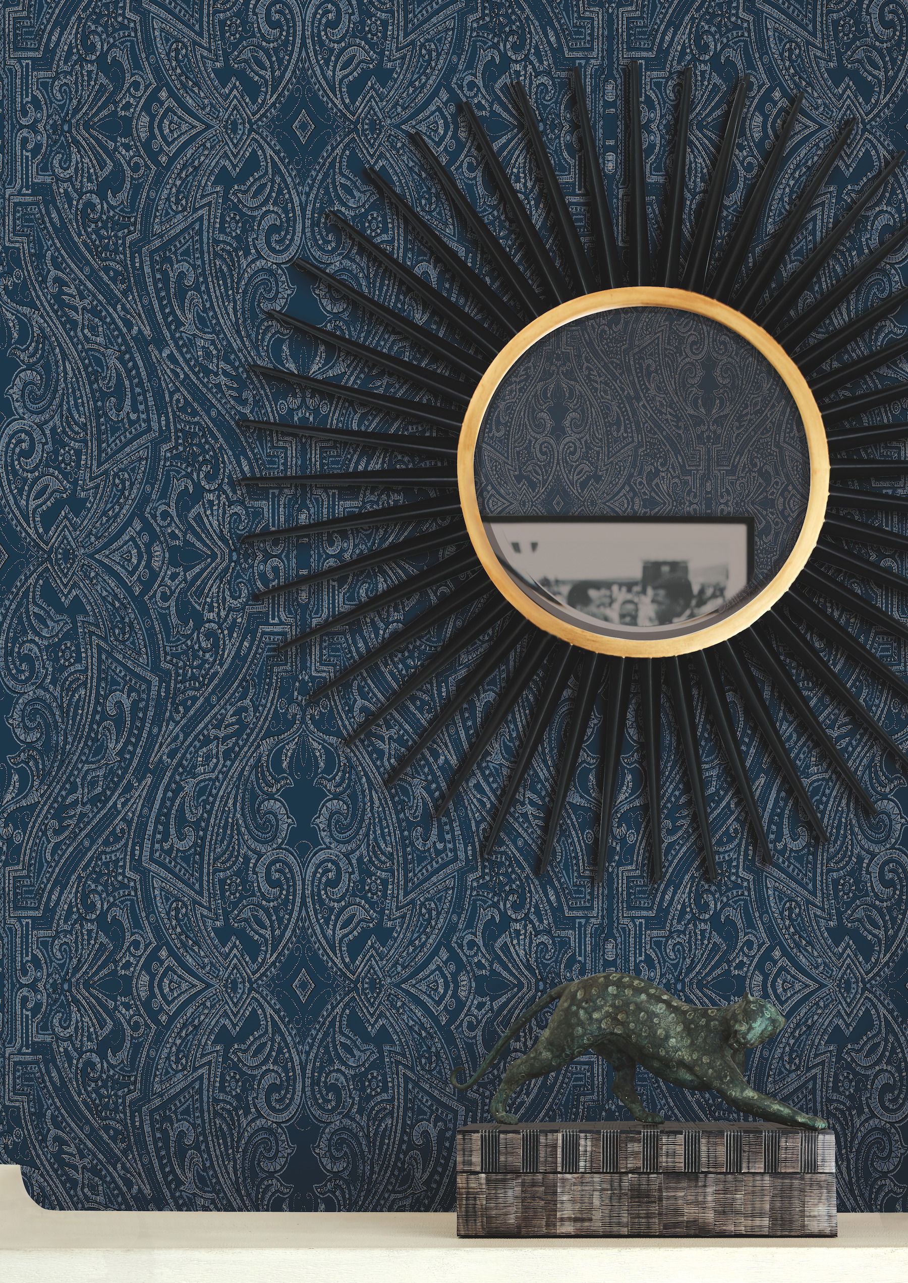 Ascot Damask Dark Blue Wallpaper Ascot Damask Dark Blue Wallpaper large image