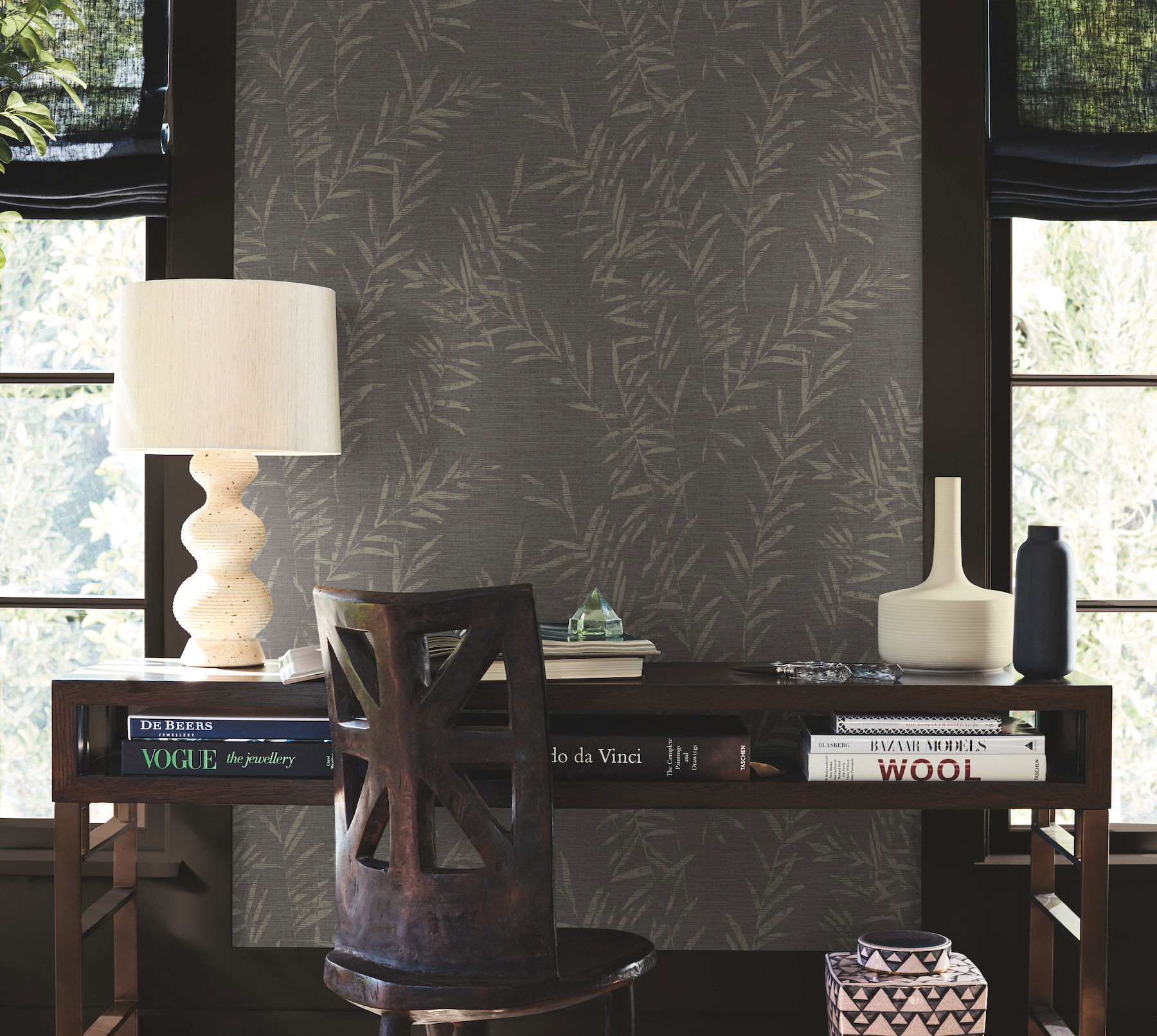 Allerton Bamboo Black Wallpaper large image 