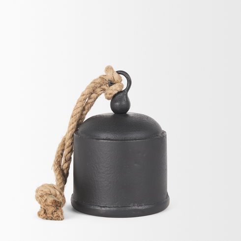 Quincy Medium Matte Black Metal Decorative Bell Object