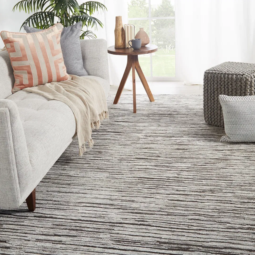 Jaipur Living Ramsay Hand-Knotted Striped Dark Gray/ Ivory Area Rug 9'X12' large image 