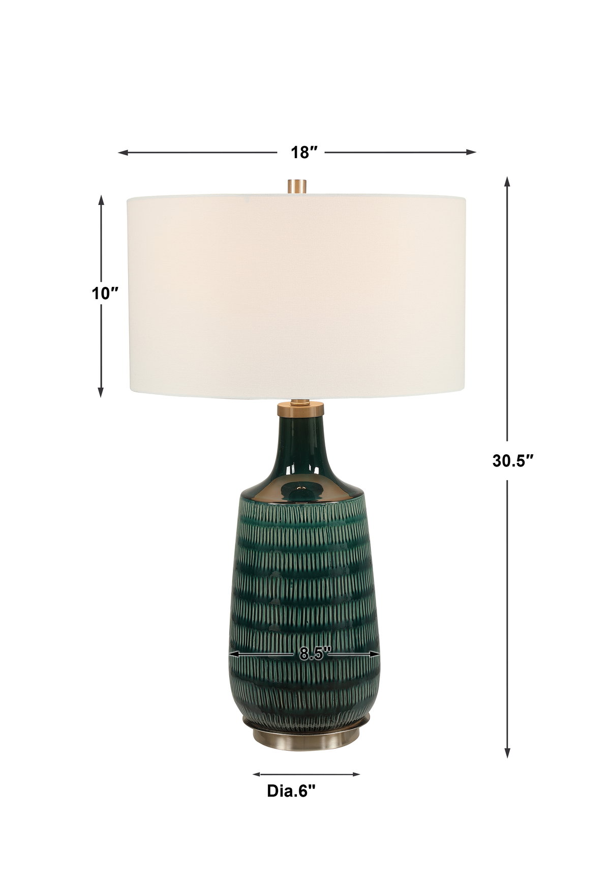 Scouts Deep Green Table Lamp, by Uttermost, 18" width x 30.5" height x 18" depth View 3