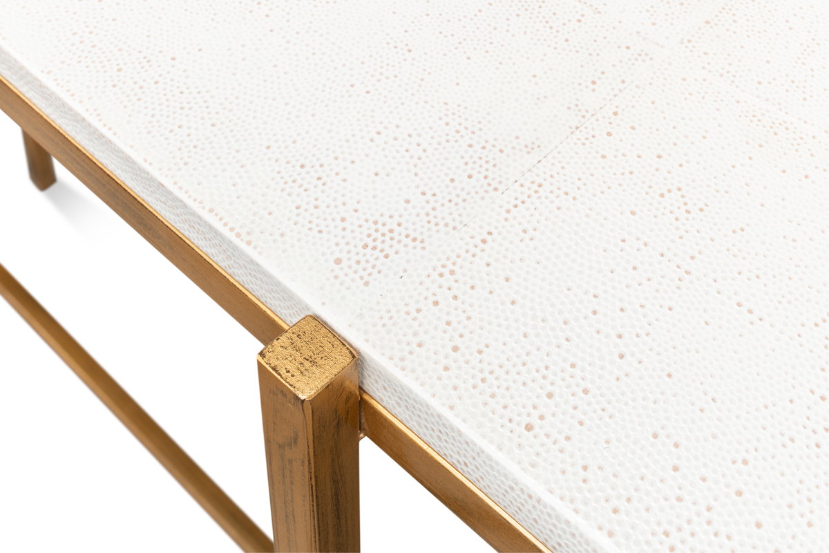 Shagreen Console Table  Osprey White, by Sarreid, 1'2" length x 5' width x 2'10" height View 7