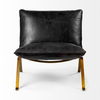 Flavelle II Black Leather Cushion Seat and Solid Iron Base Accent Chair thumbnail 2