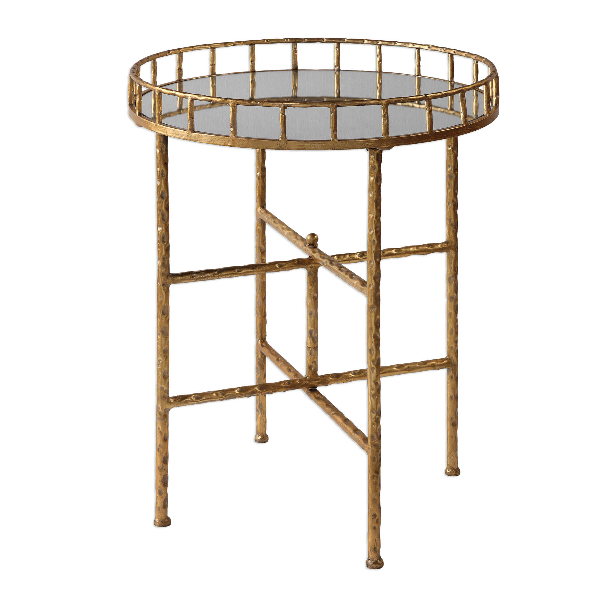 Tilly Bright Gold Accent Table, Furniture by Uttermost, 19.5" width x 25.75" height x 19.5" depth View 4