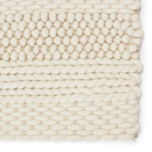 Lagom Handmade Solid Ivory Area Rug (5