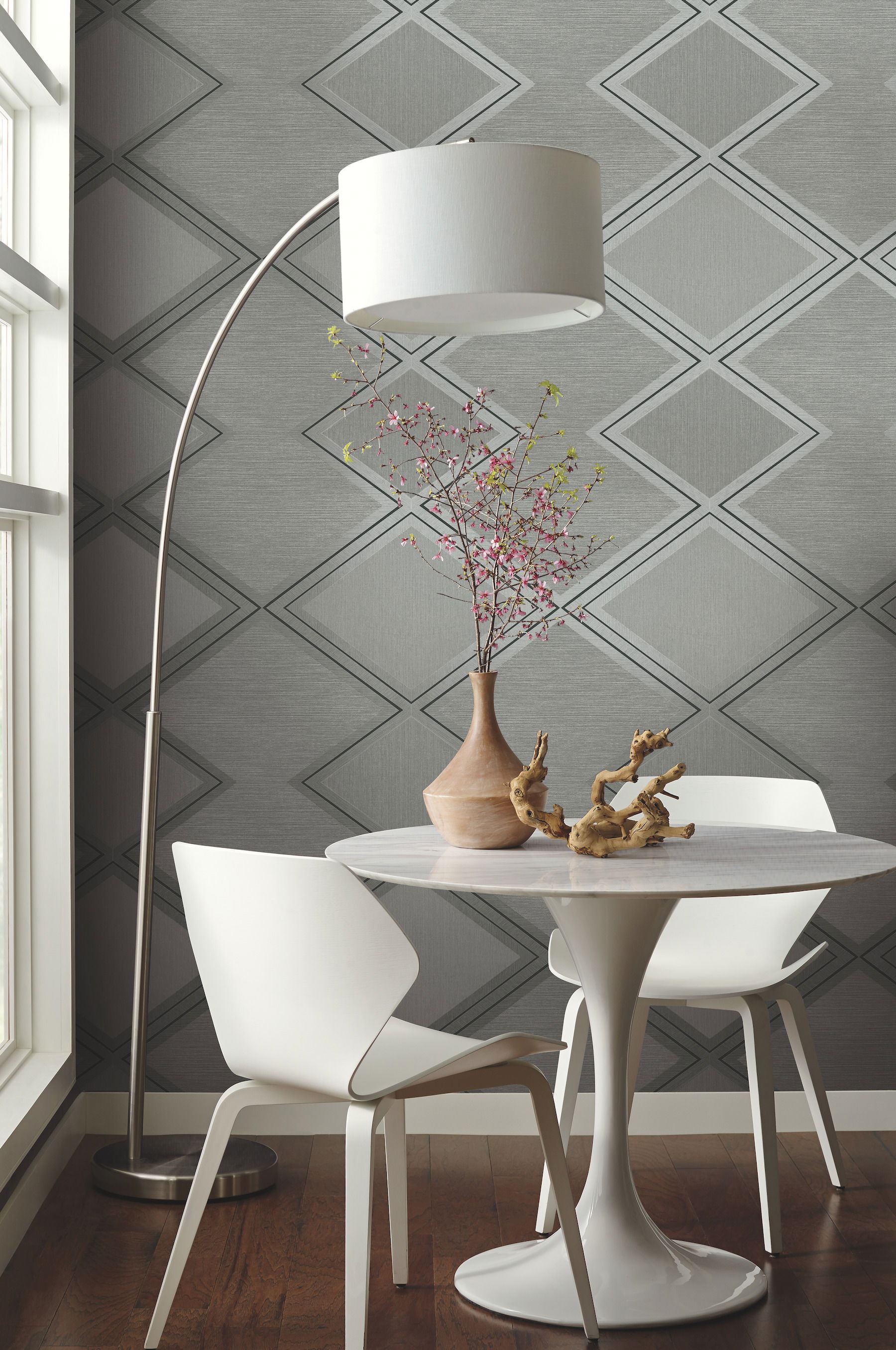 Diamond Twist Grey & Black Wallpaper large image 