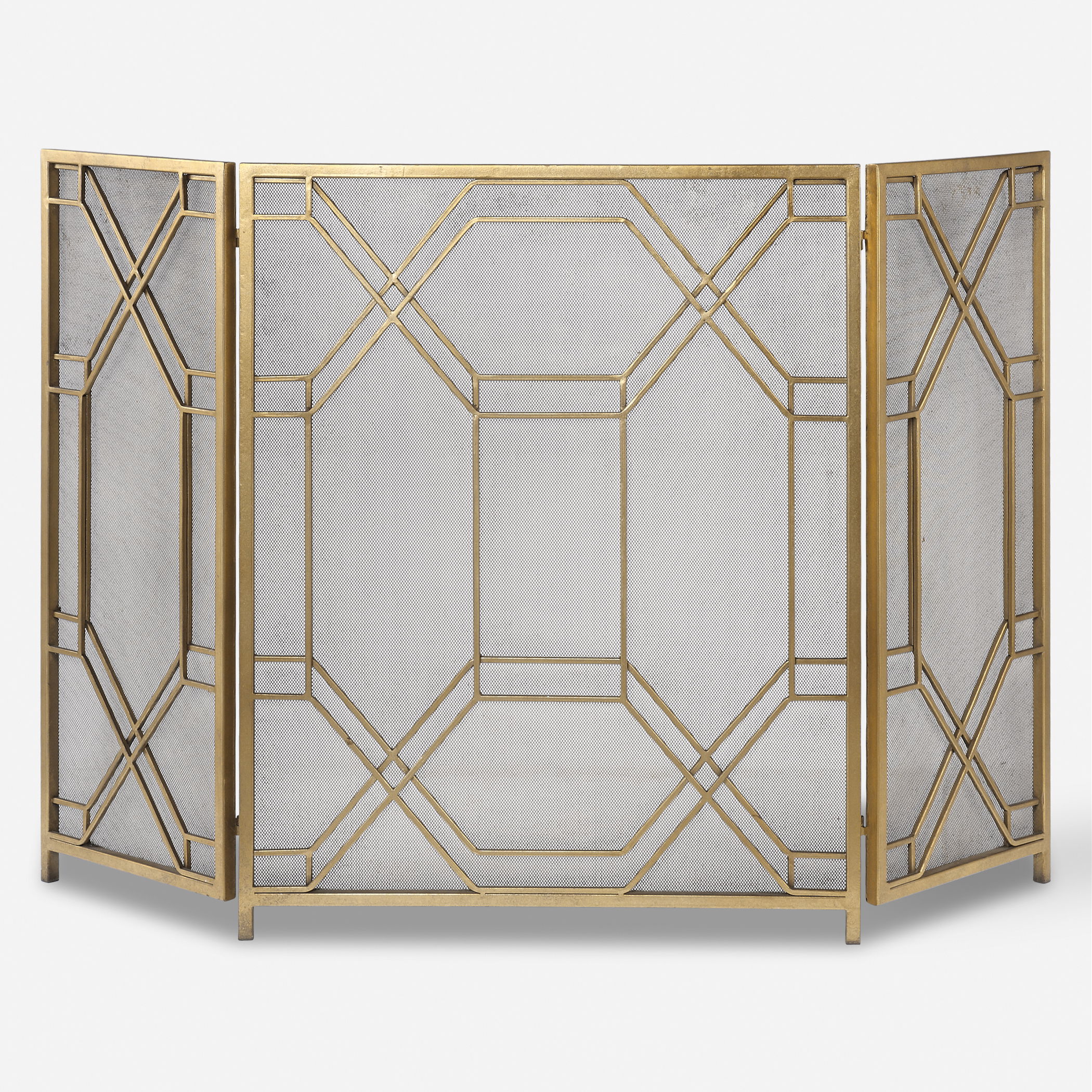 Rosen Gold Fireplace Screen, Decorative by Uttermost, 52.5" width x 34" height x 0.87" depth View 1