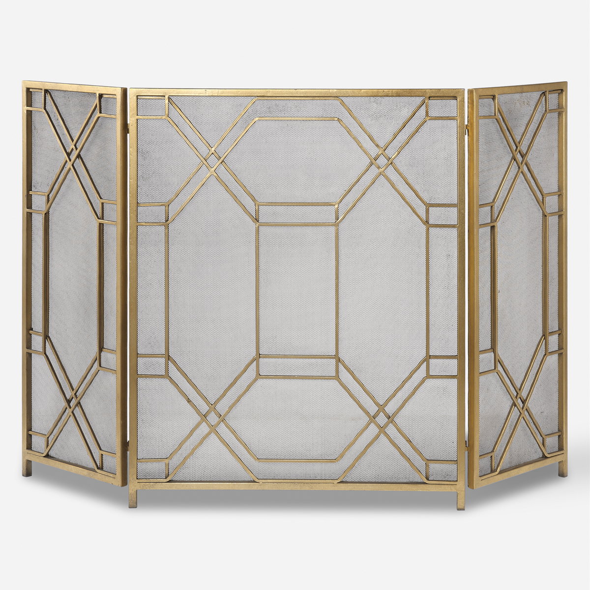 Rosen Gold Fireplace Screen, by Uttermost, 52.5" width x 34" height x 0.87" depth View 1