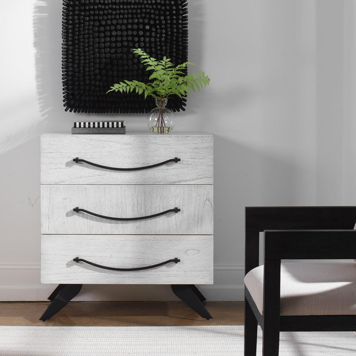 Vivi 3 Drawer White Chest, Cabinets & Chest by Uttermost, 32" width x 34" height x 18" depth View 2