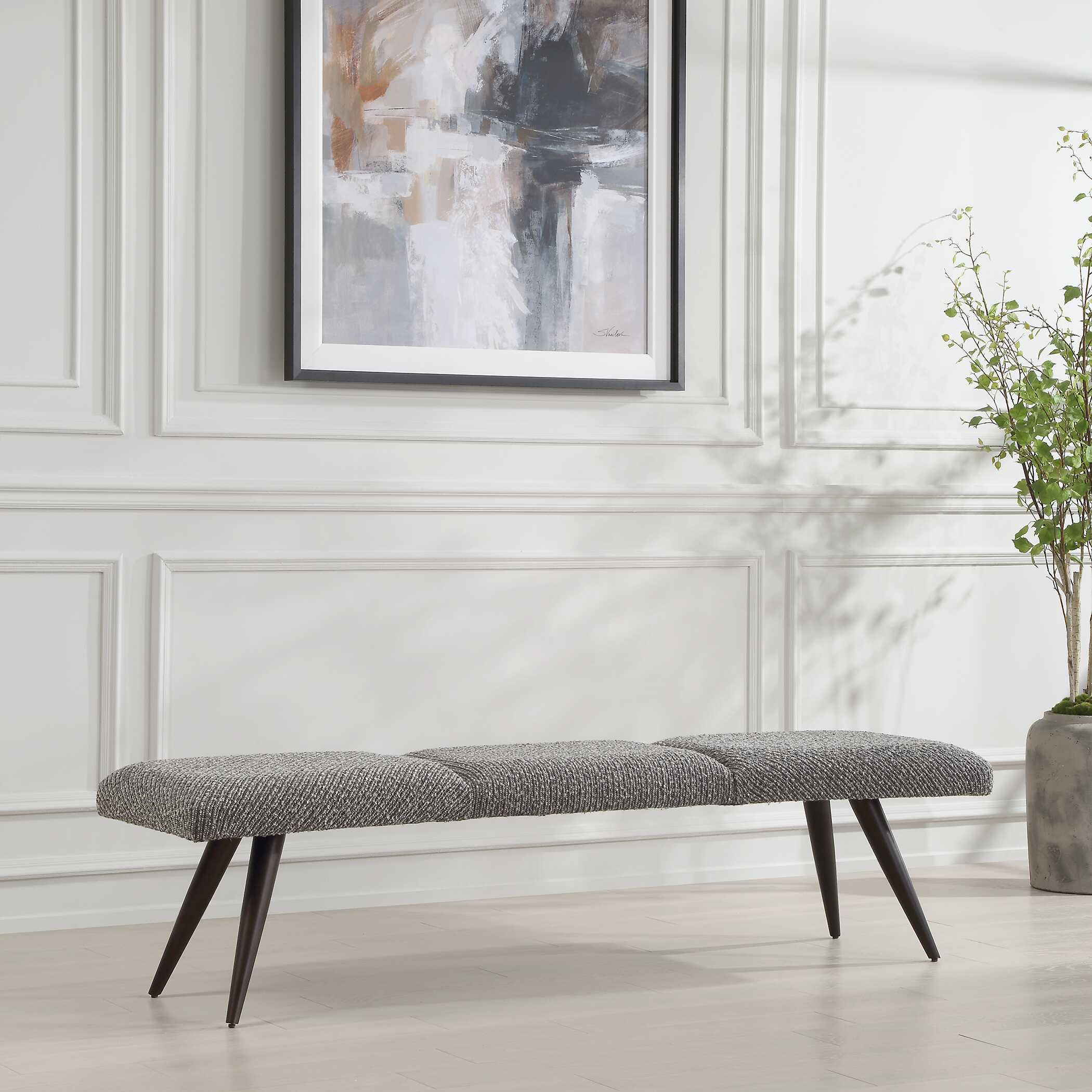 Bowtie Charcoal Fabric Bench, Furniture by Uttermost, 72.5" width x 18" height x 20" depth View 4