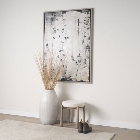 Shaiden Brown Wood with Cream Fabric Stool