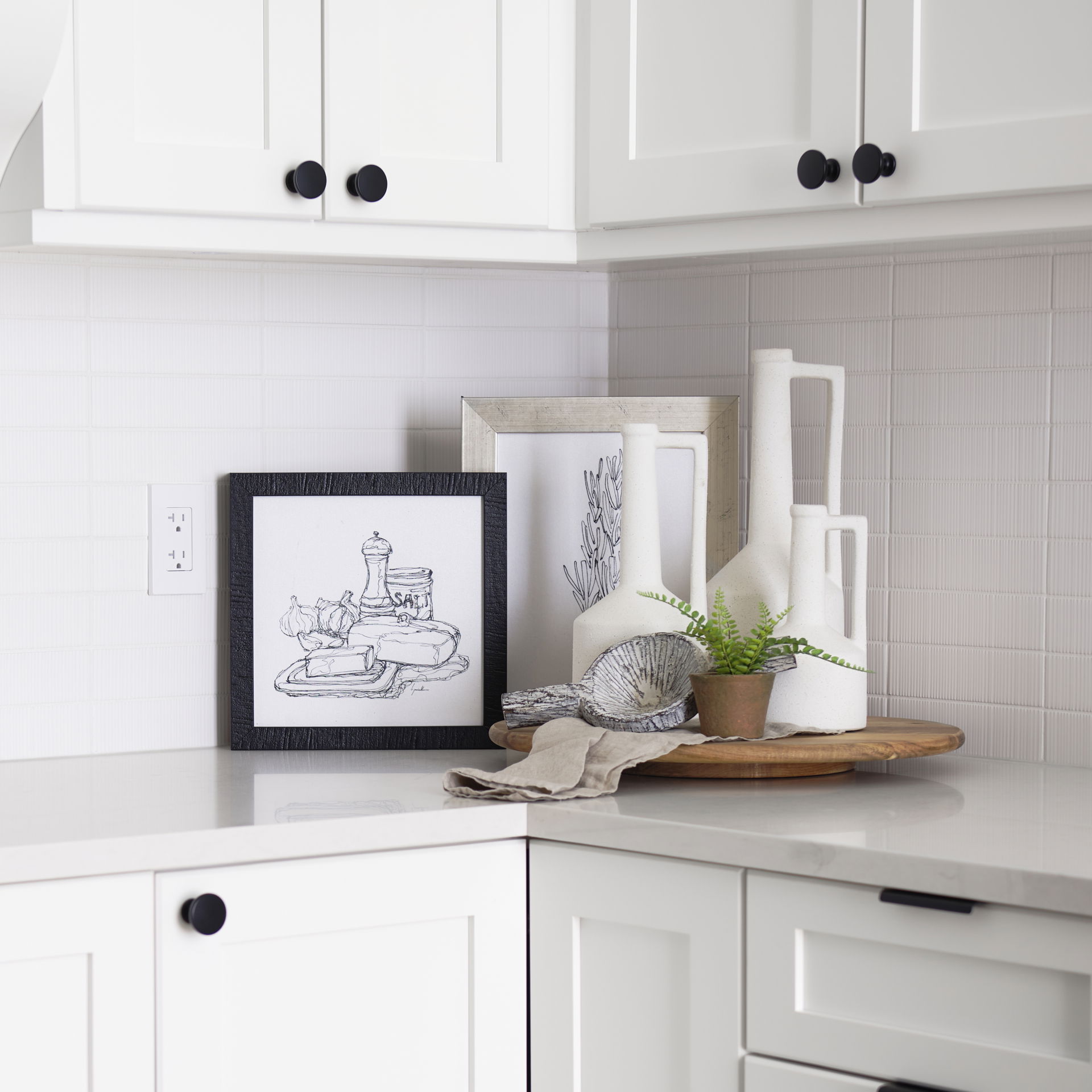 Burton 10.8H Small White Ceramic Jug Vase, by Mercana, 4.92" length x 4.92" width x 9.25" height View 4