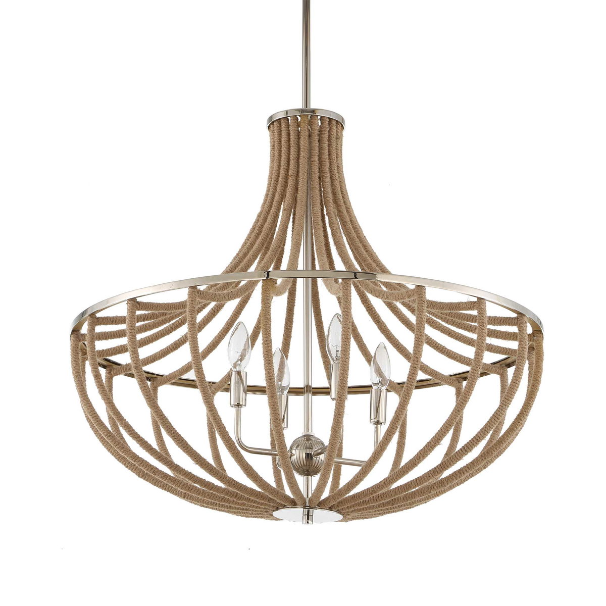 Lovelock 4 Light Rope Empire Chandelier, Pendant by Uttermost, 27.5" width x 24.25" height x 27.5" diameter View 5