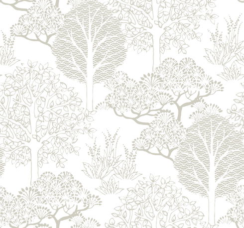 Kimono Trees Metallic Wallpaper