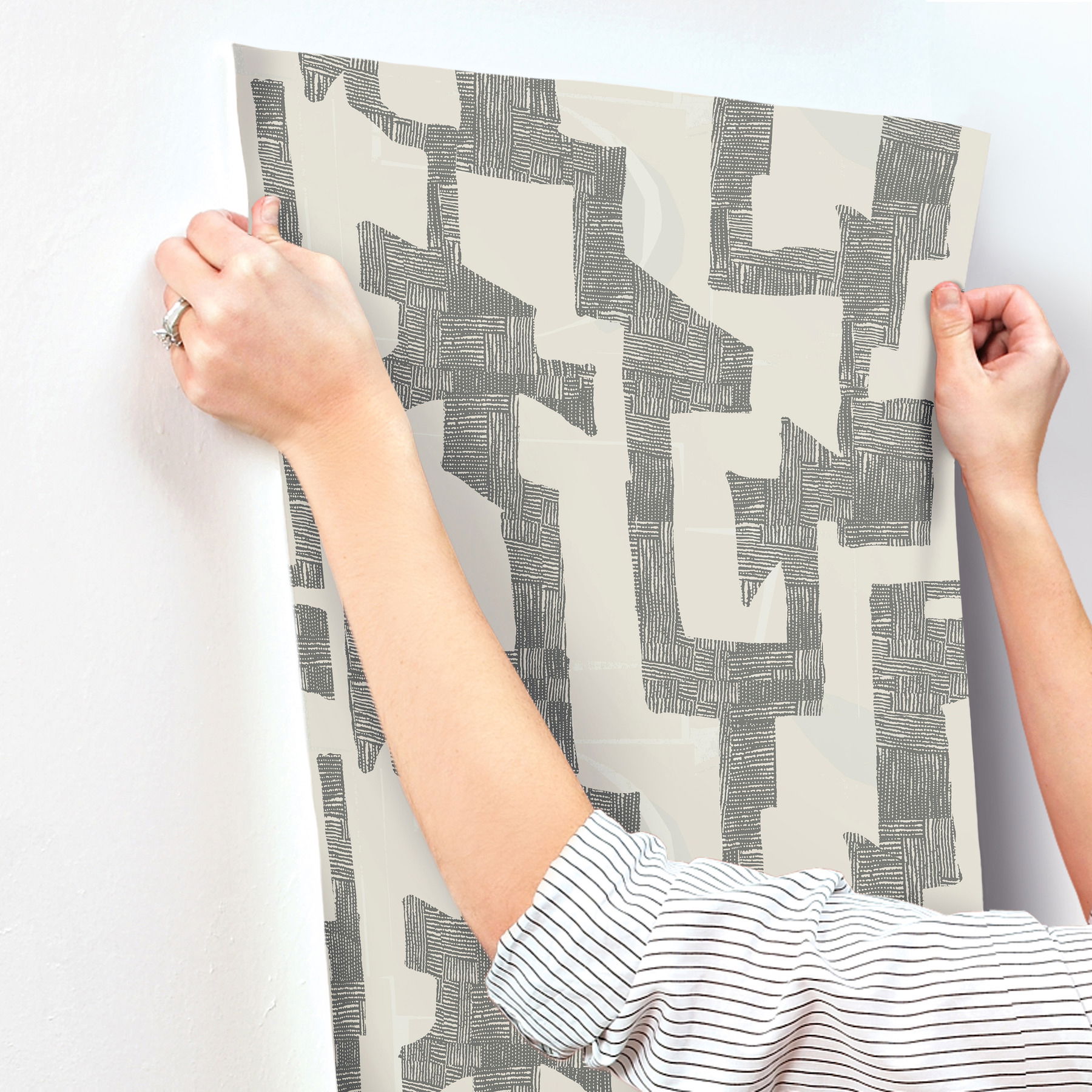 Modern Tribal Linen & Charcoal Wallpaper large image 