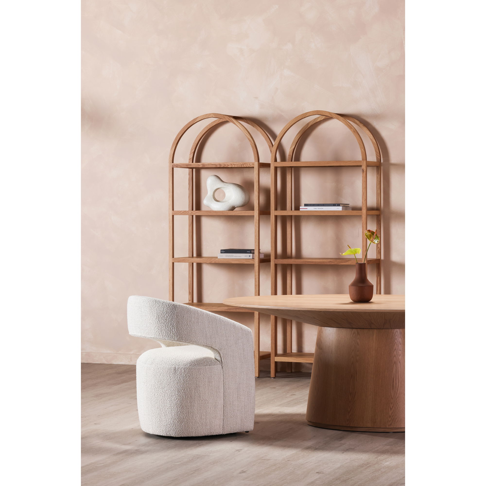 Barrow Rolling Dining Chair White Mist, by Moe's Home, 25.5" width x 32.25" height x 25.5" depth View 11