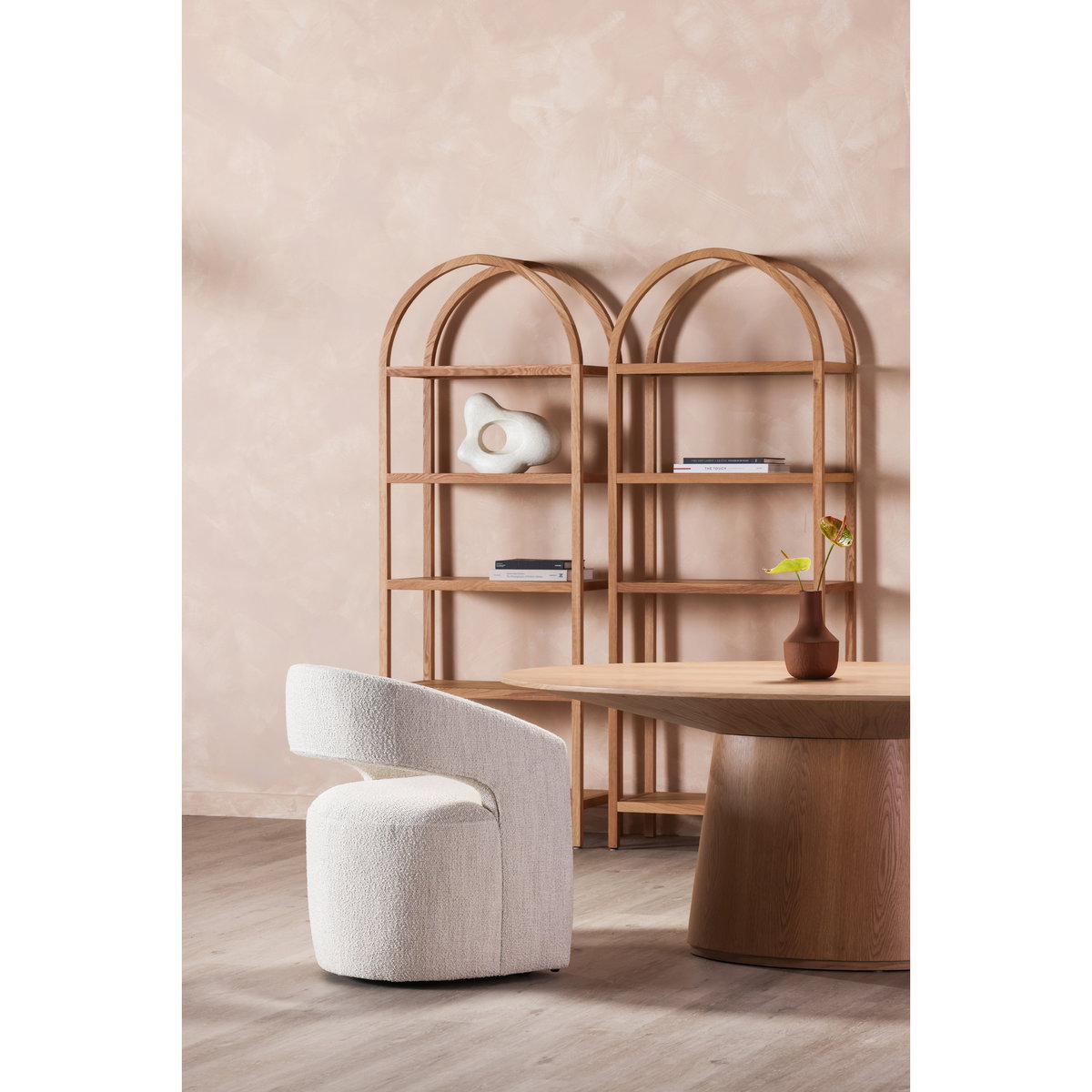 Barrow Rolling Dining Chair White Mist, by Moe's Home, 25.5" width x 32.25" height x 25.5" depth View 11