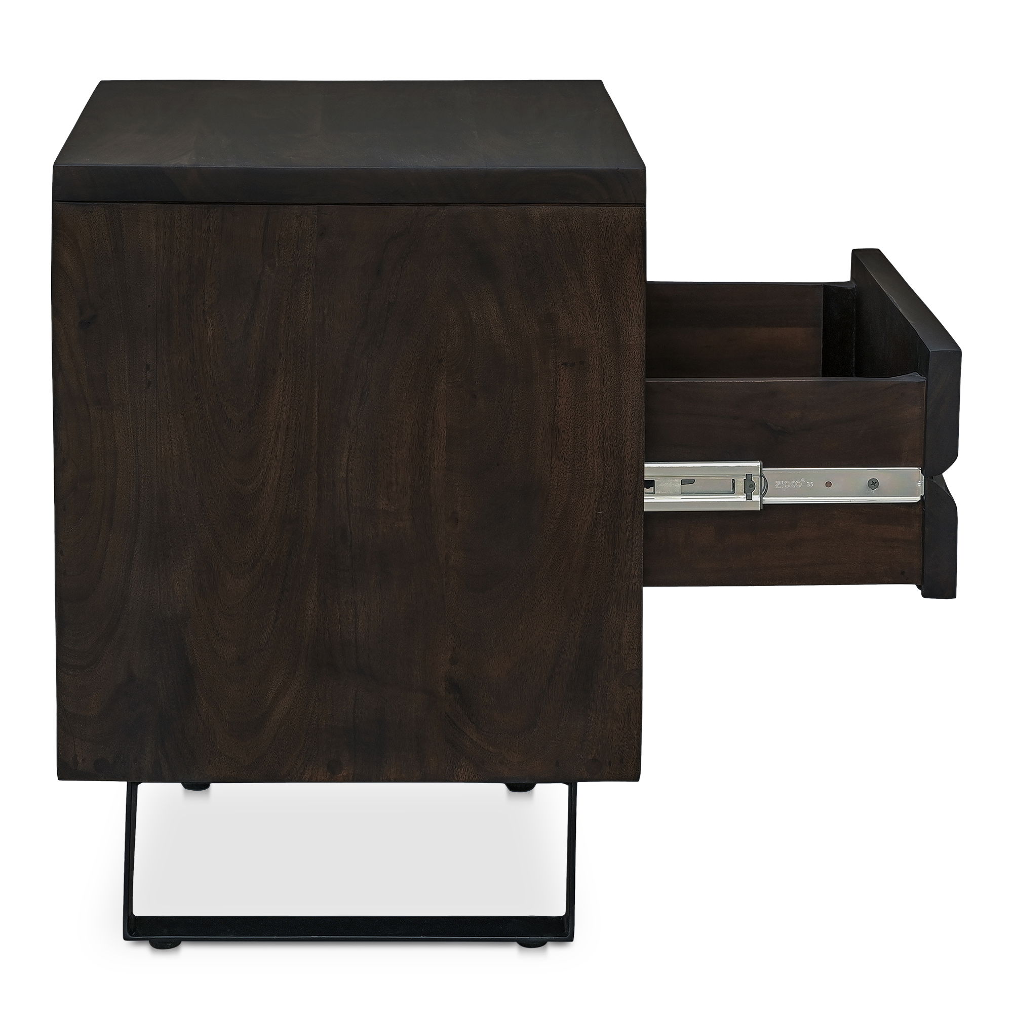 Madagascar Nightstand Dark Brown, by Moe's Home, 21.5" width x 22" height x 16" depth View 3