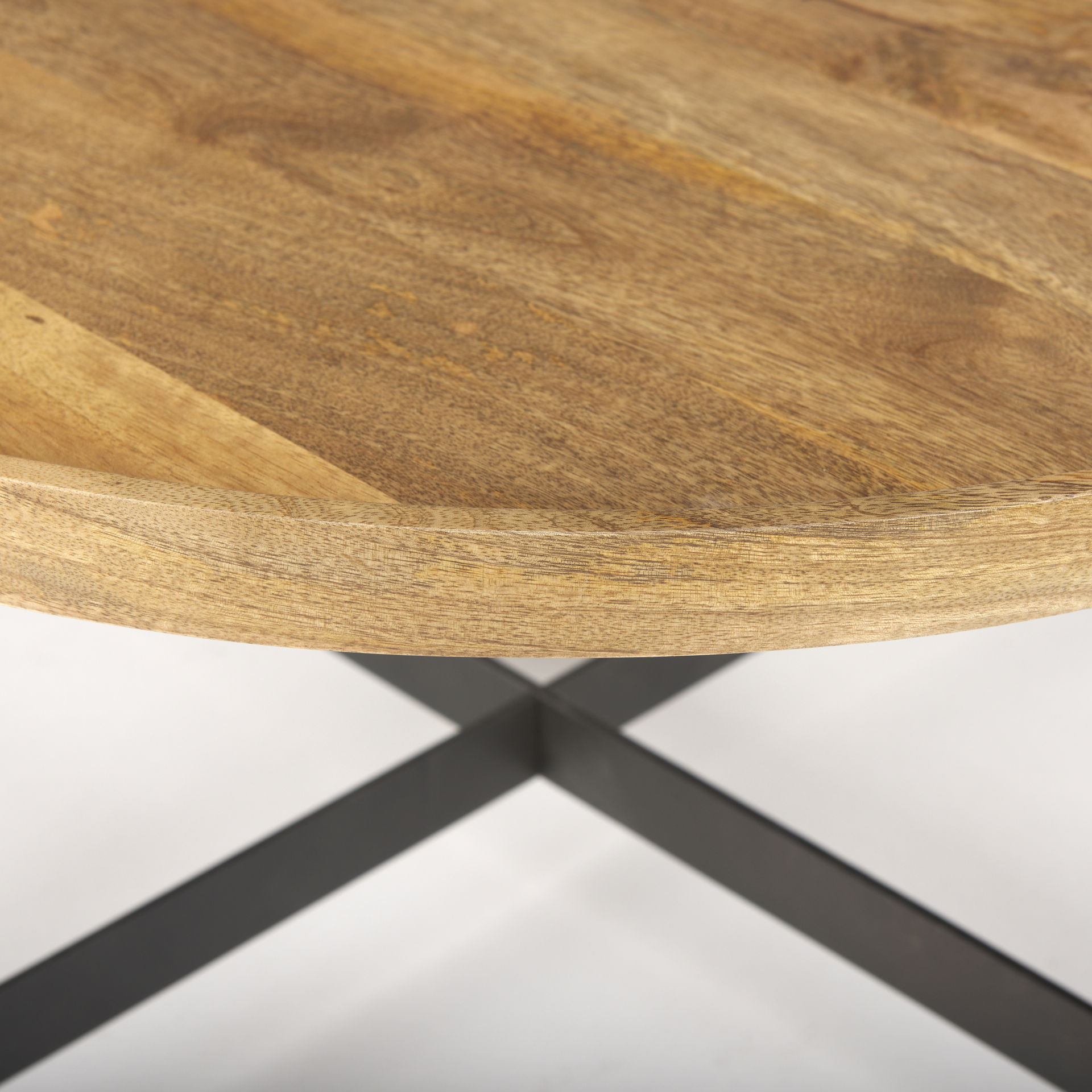 Marquisa 34.25L x 34.25W x 16.5H Small Brown Wood with Black Metal Coffee Table large image 