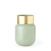 Minty Medium  Green Glass Vase with Matte Gold Metal Neck Cuff thumbnail 0