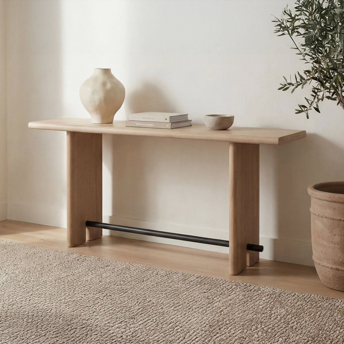 Madison Console Table Natural, by Moe's Home, 86" width x 33.07" height x 20" depth View 8