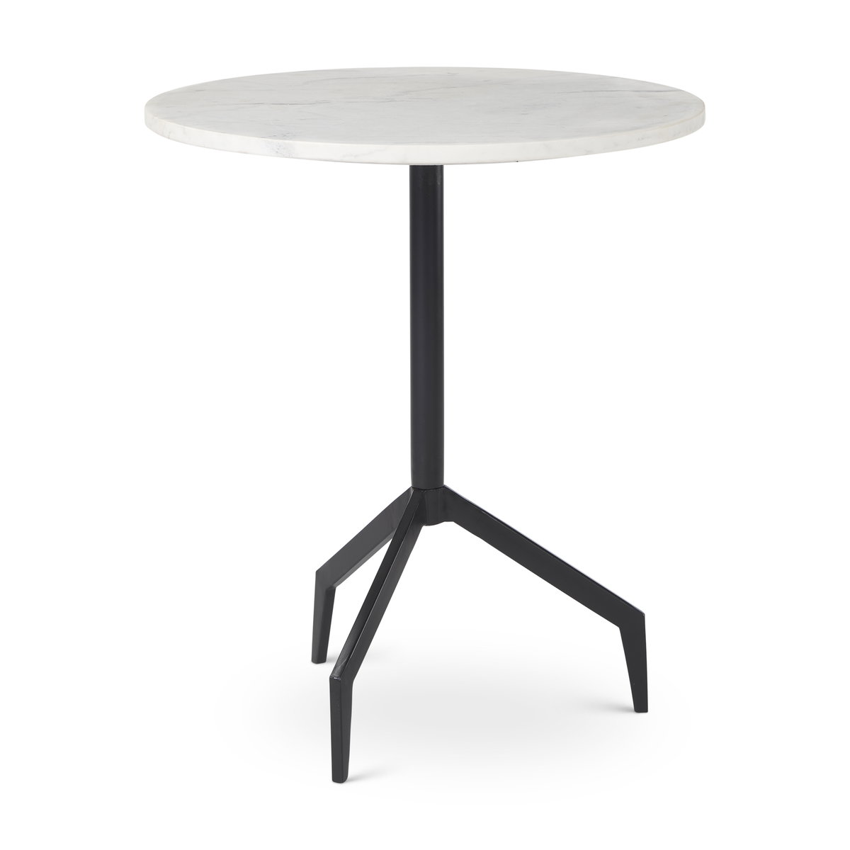 Serre Marble Top 3 Prong Black Metal Base End Table, Side & End Table by Mercana, 20" length x 22.5" width x 20" height View 1
