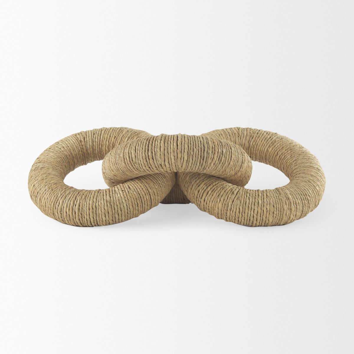 Alize Jute Wrapped Solid Wood Circular Chain Link Decorative Object, by Mercana, 14" length x 11" width x 8" height View 5