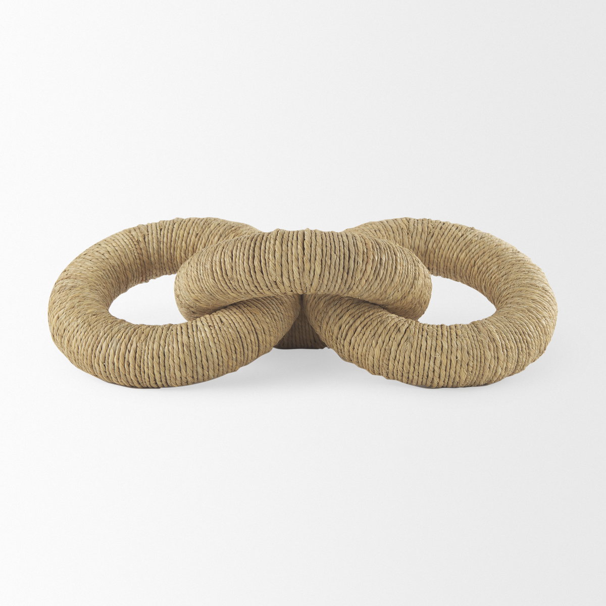 Alize Jute Wrapped Solid Wood Circular Chain Link Decorative Object, by Mercana, 14" length x 11" width x 8" height View 5