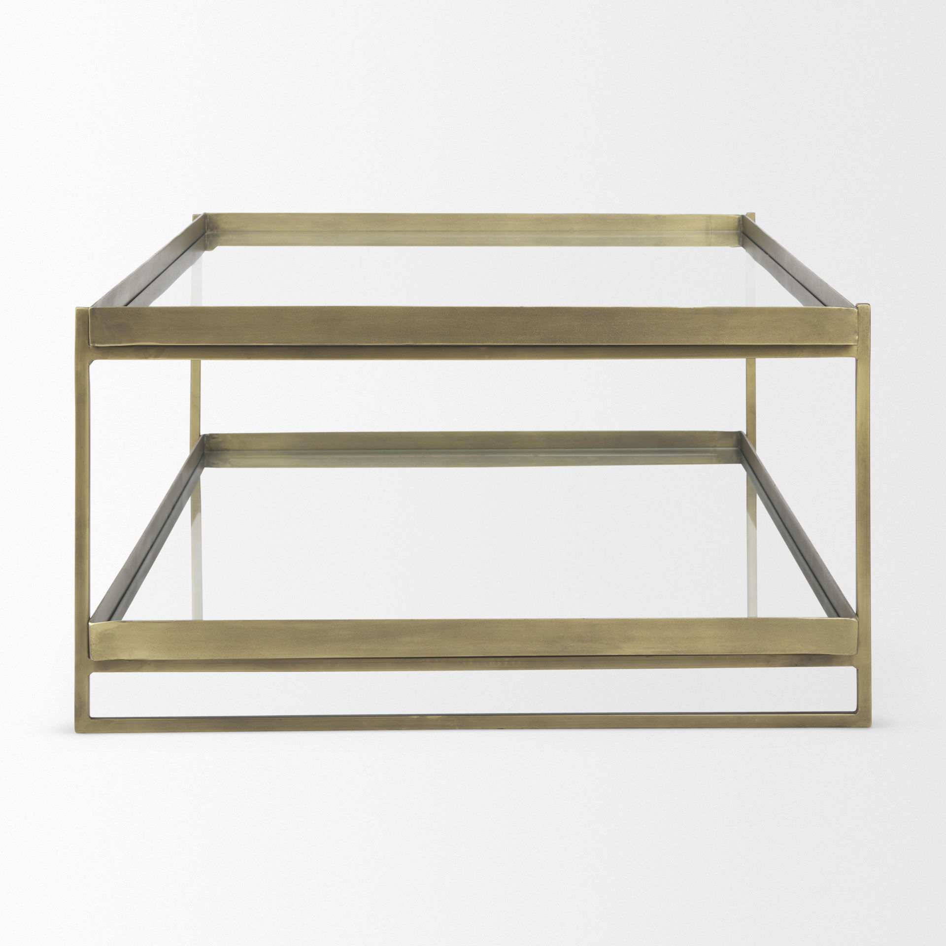 Trey  Gold Metal with Glass Coffee table, by Mercana, 56" length x 32" width x 17" height View 4
