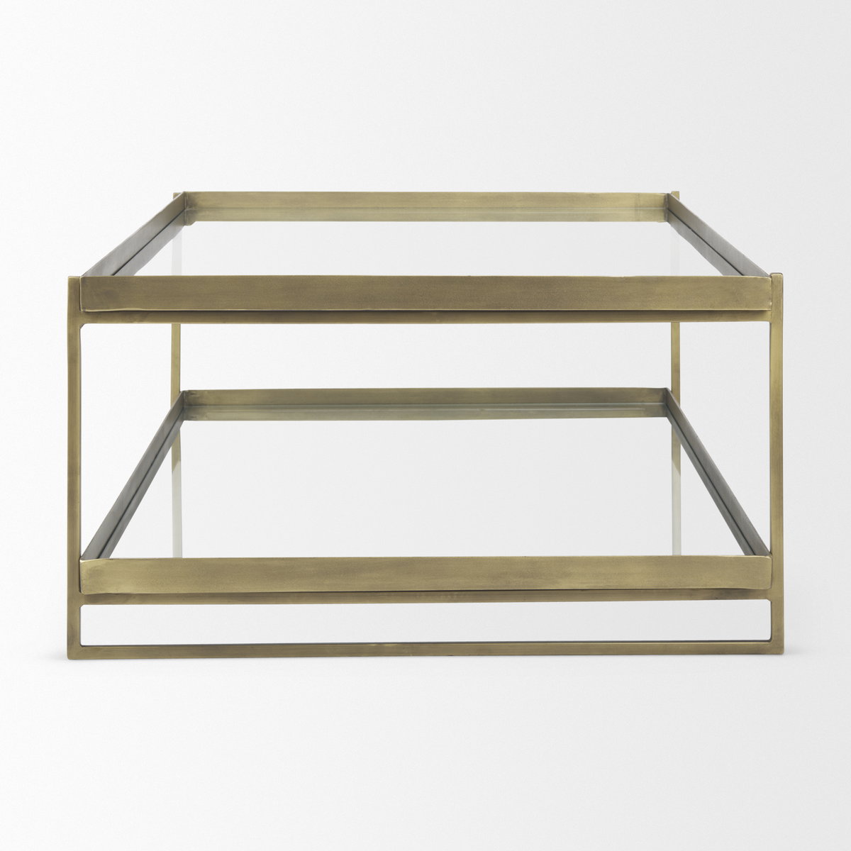 Trey  Gold Metal with Glass Coffee table, by Mercana, 56" length x 32" width x 17" height View 4