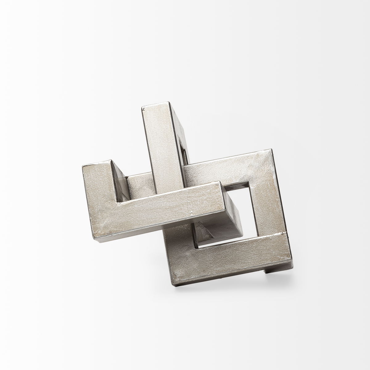 Link Small Silver Metal Sculpture Decorative Object, by Mercana, 7" length x 7.09" width x 7.09" height View 6