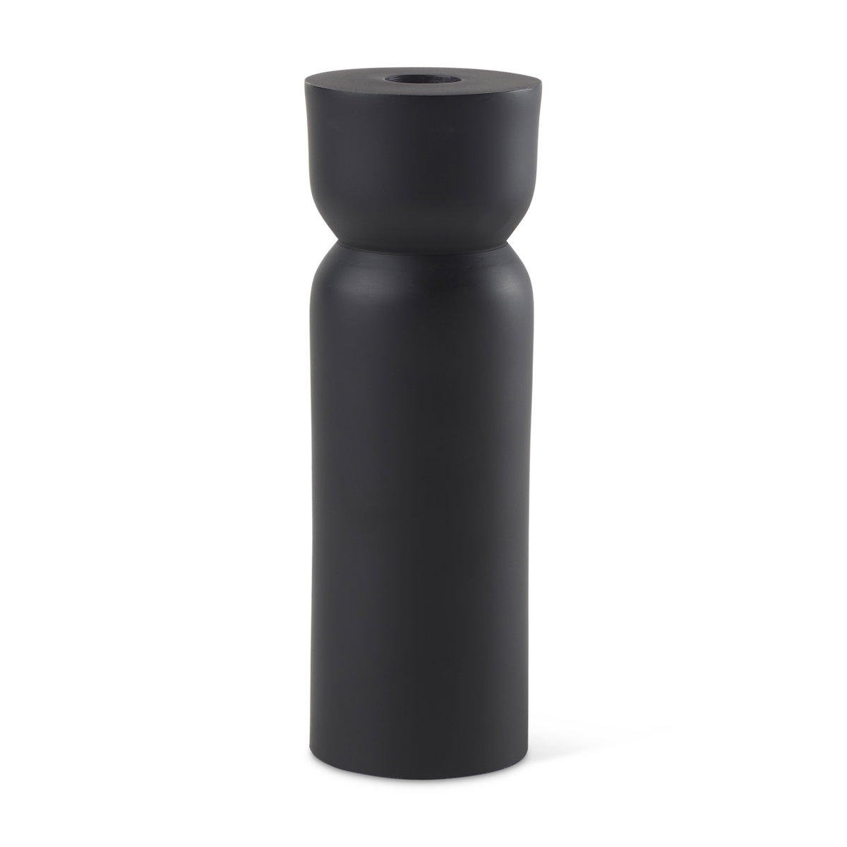Malta Black Large Metal Candle Holder, Candles & Candle Holder by Mercana, 2.5" length x 2.5" width x 7.5" height View 1